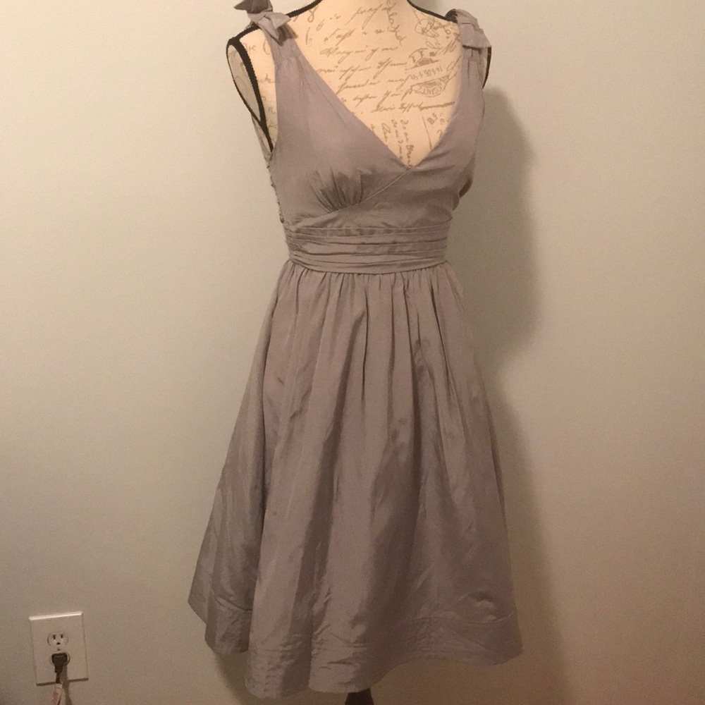 NWT Anthropologie gray, silk dress, size 2.